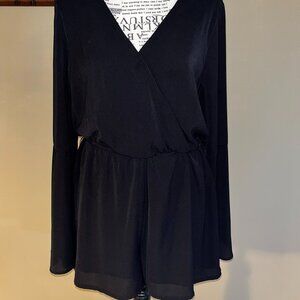 Long sleeve short romper, black, size Lg